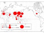 新型コロナウイルス感染者・世界の分布図